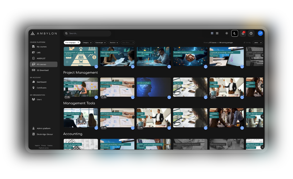 Ambylon Course Platform Interface