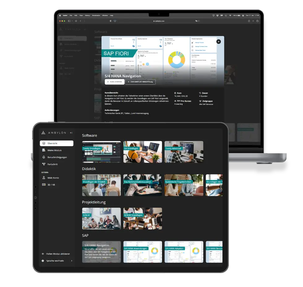 AMBYLON 2D course detail view